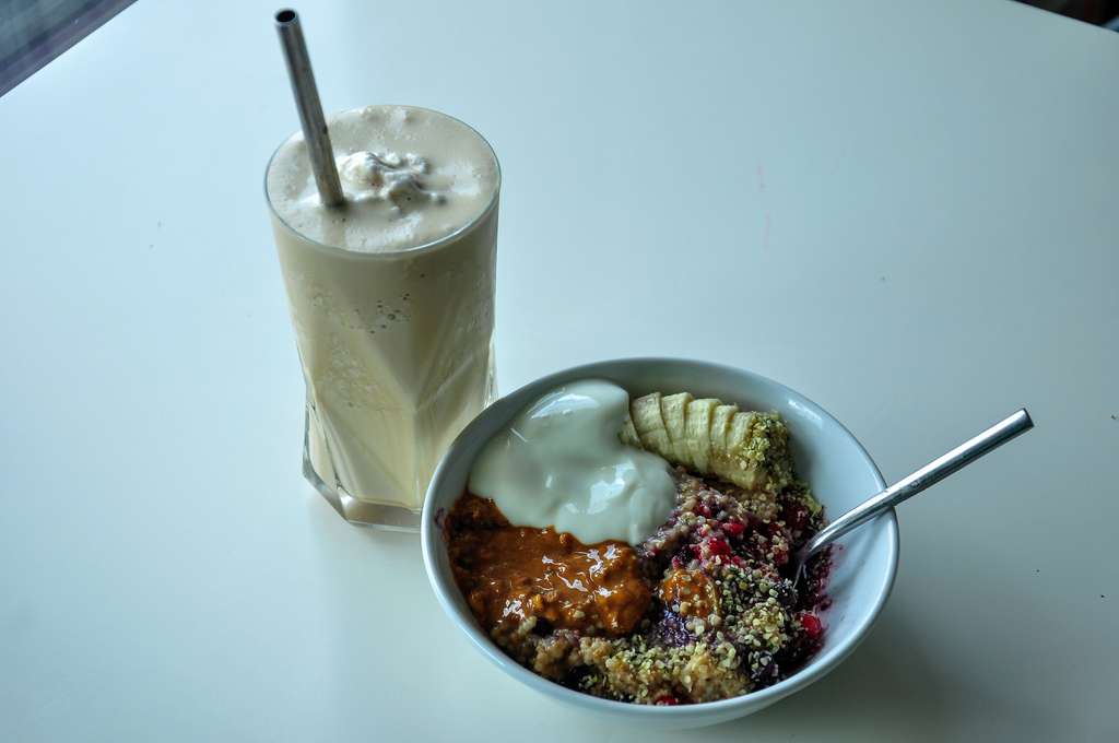 Protein Frappe and Steel cut oats :)