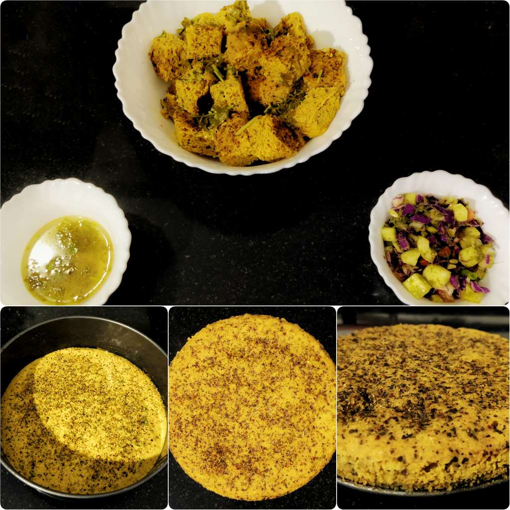 Soya Besan Dhokla with Sweet and sour vinegar