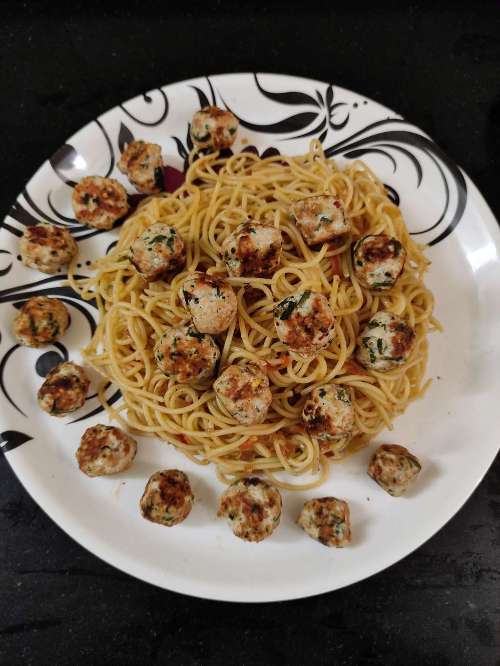 Desi Meatball Spaghetti