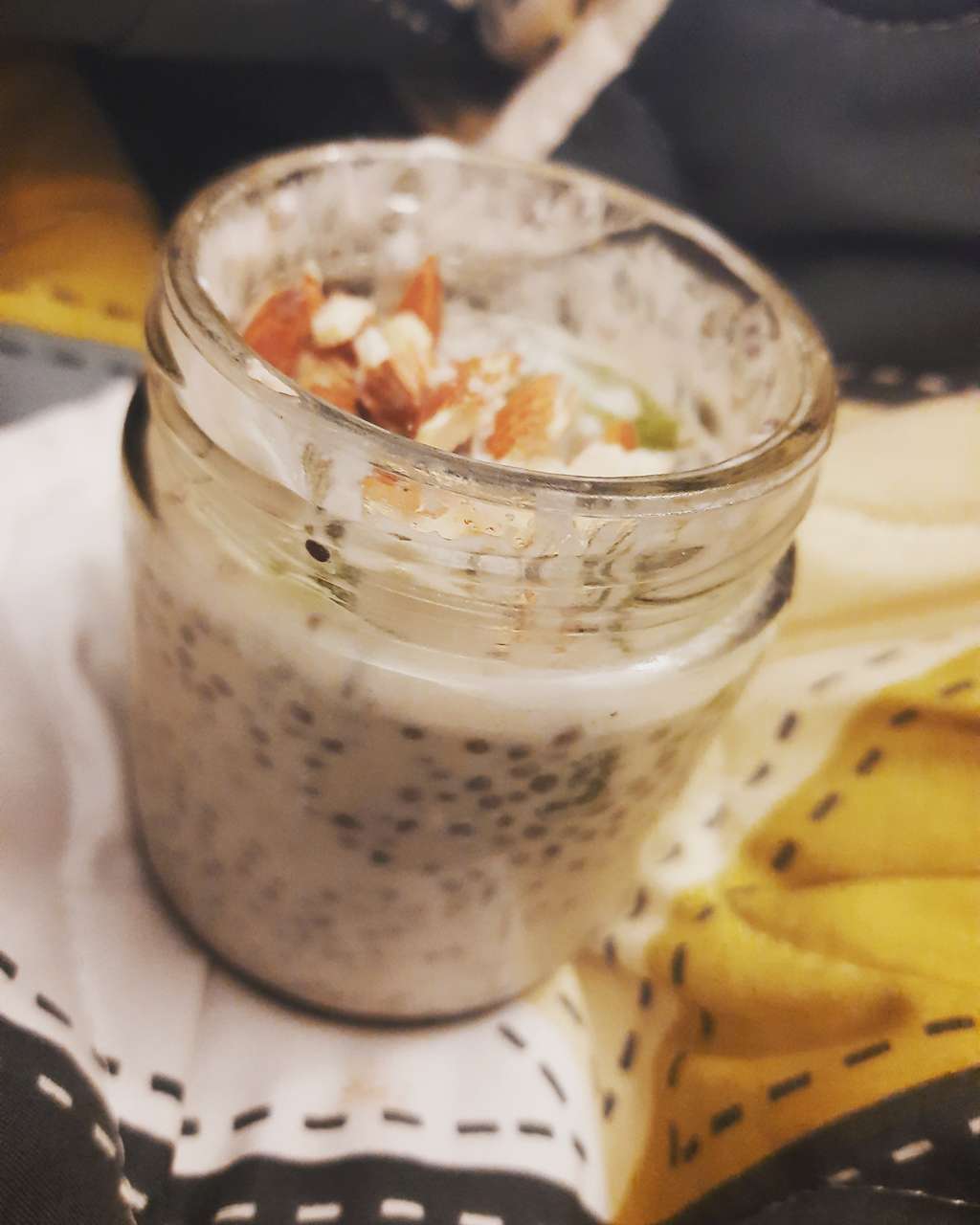Chia seeds pudding with almond milk