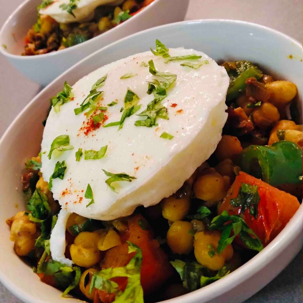 Chickpea with poached egg