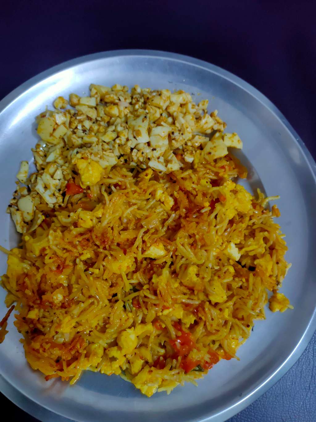 Paneer Briyani with White eggs fried
