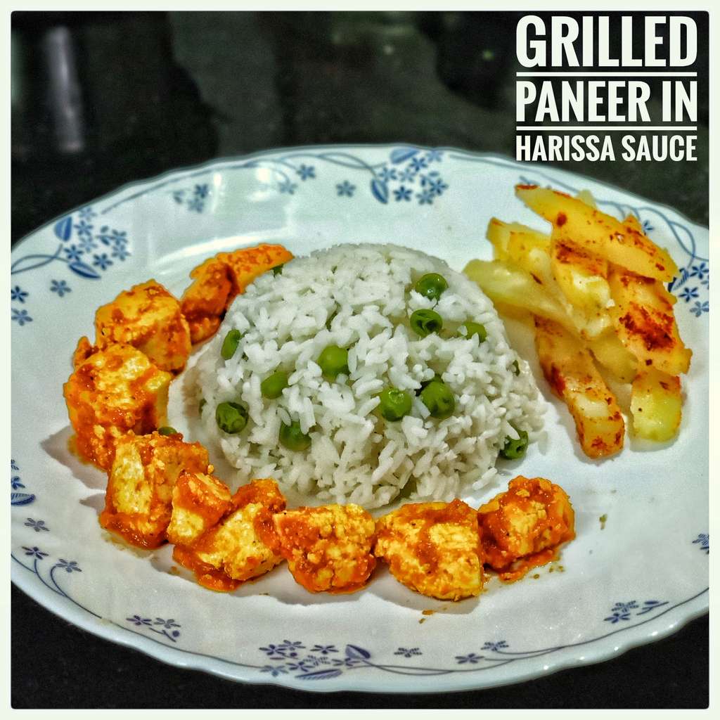 Simple Grilled Paneer Harissa Sauce 