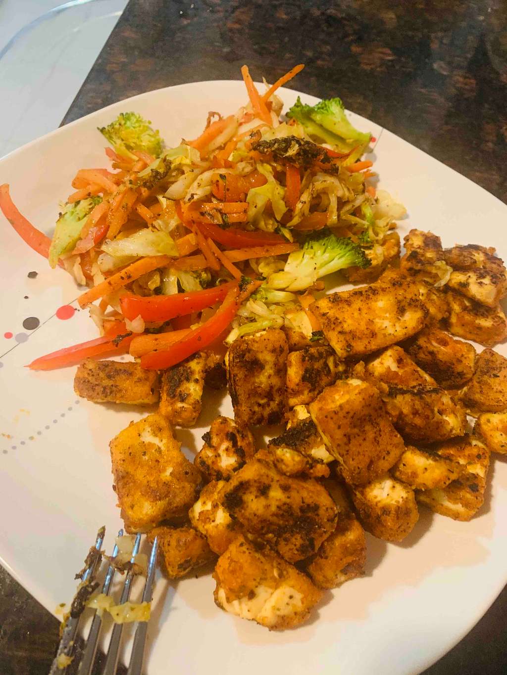 Crispy tofu in Cajun spices 