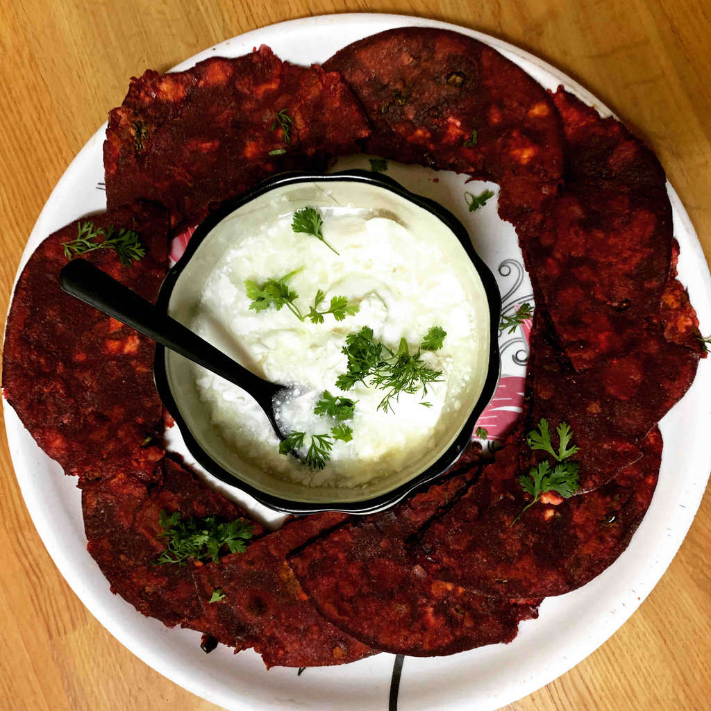 BEETROOT PARATHA STUFFED WITH PANEER