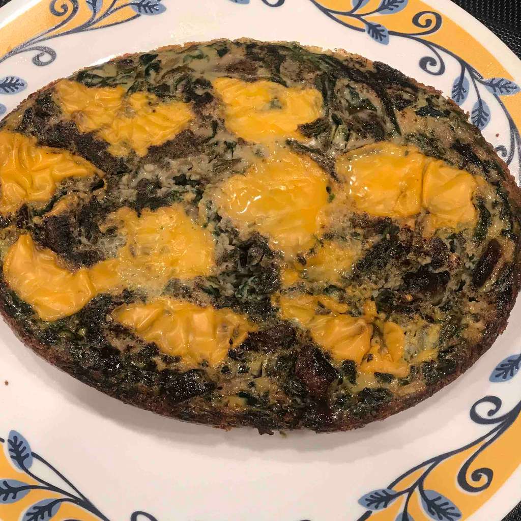 Quiche style spinach & mushroom omelette (2 portions)