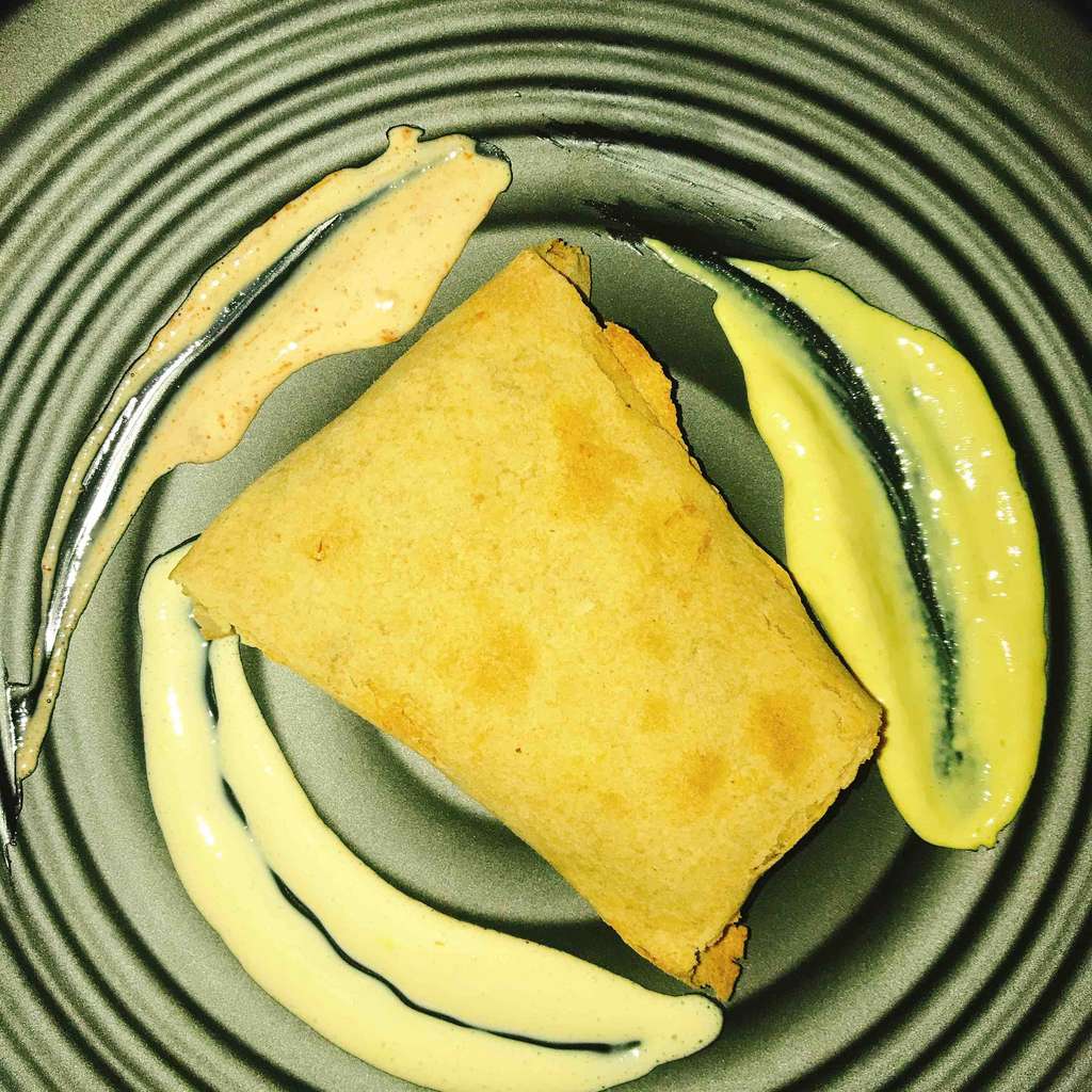 Chicken cheese tortilla roll served 3ways mayo 