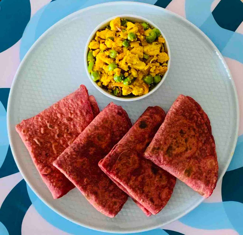 Beet Root Paratha + Tofu Bhurji