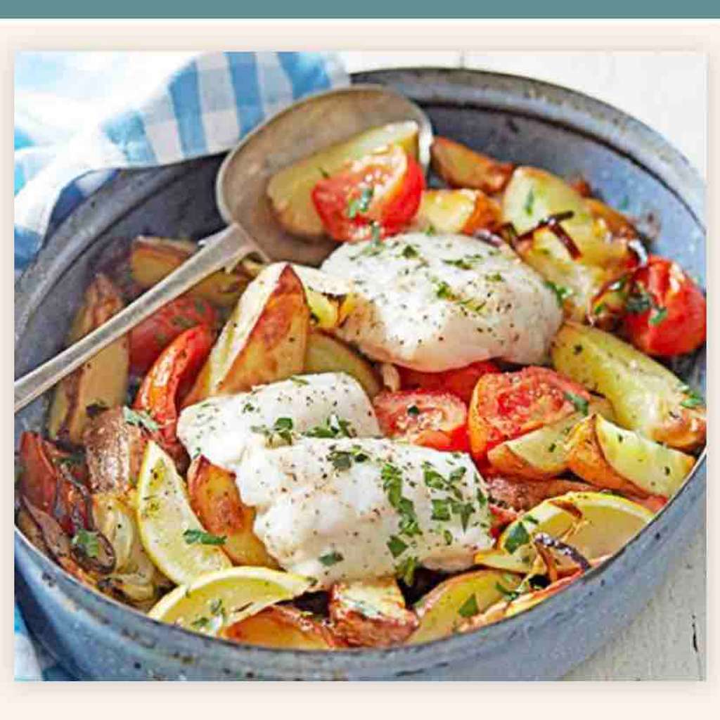 Greek style roast fish