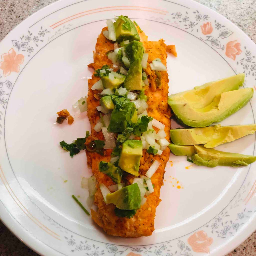 Grilled Salmon with Avocado lime salsa