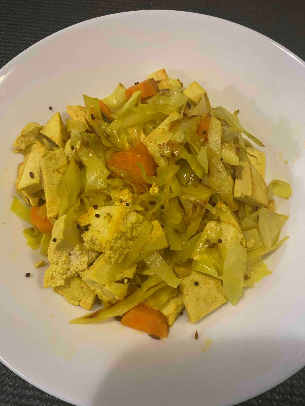 Tofu and cabbage subji