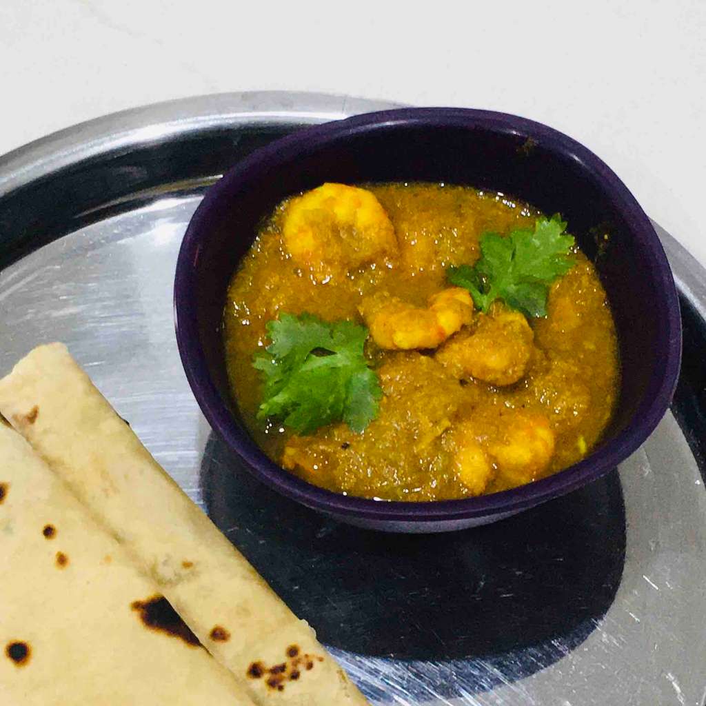 prawns masala using shredded bottle gourd