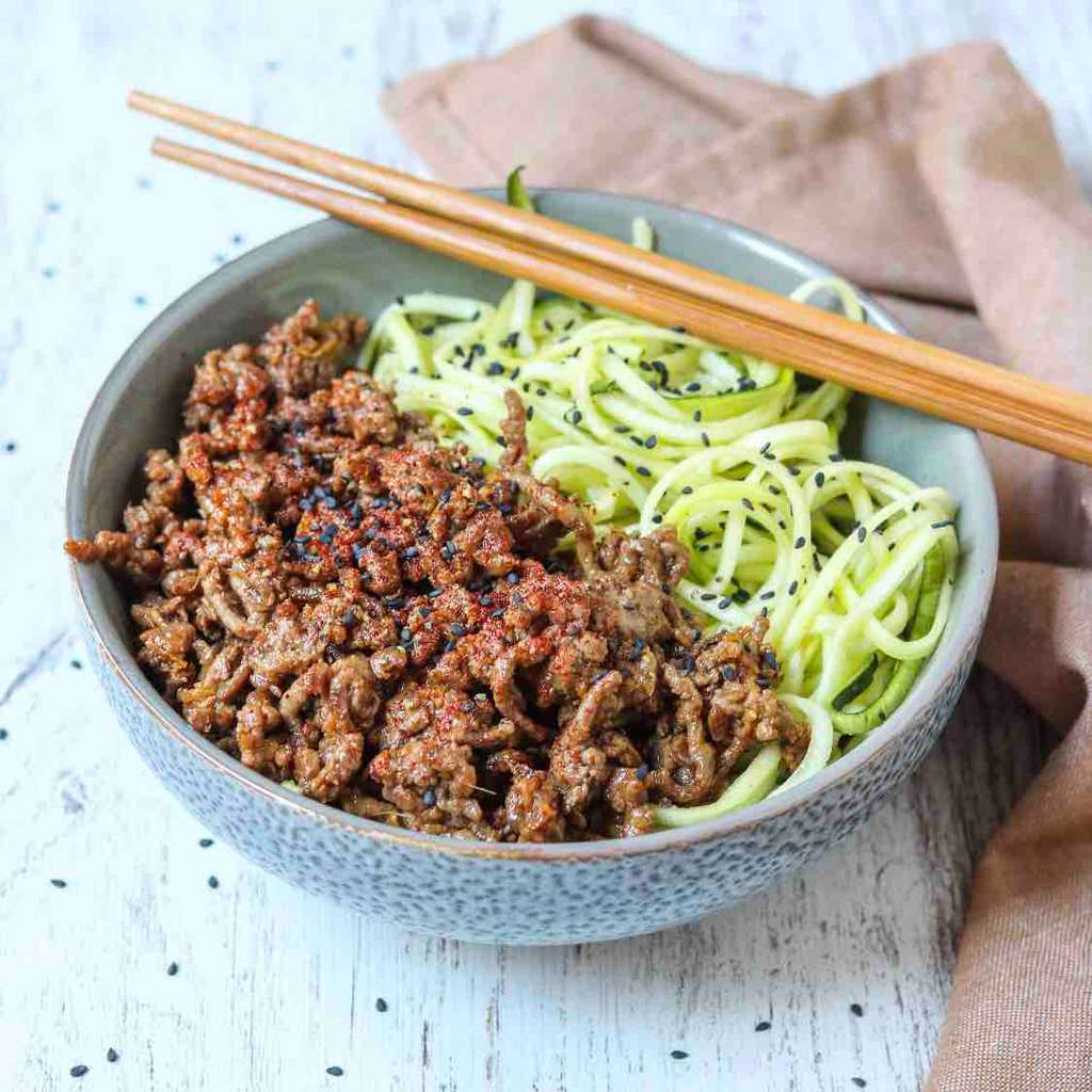 Sesame & Ginger Beef with Zucchini Noodles