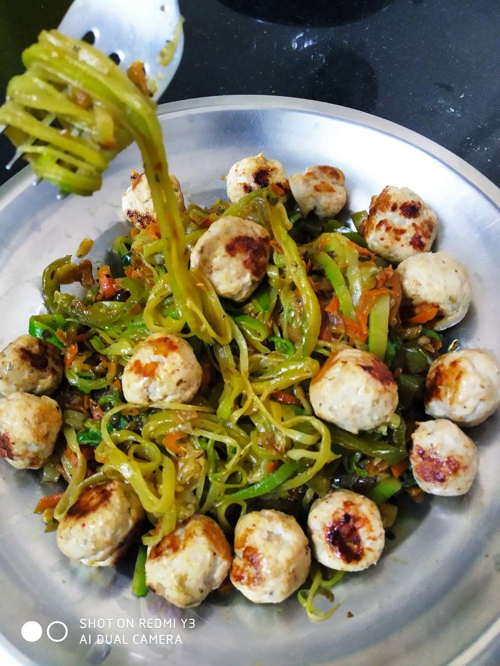Zoodles with chicken meatballs