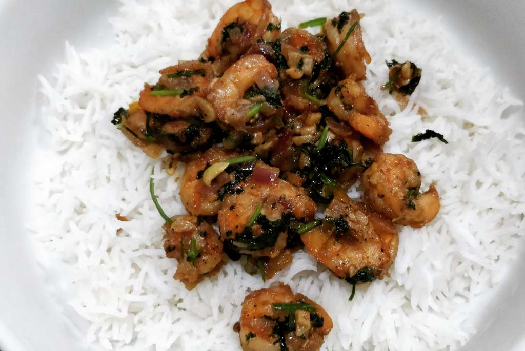 Butter garlic prawns