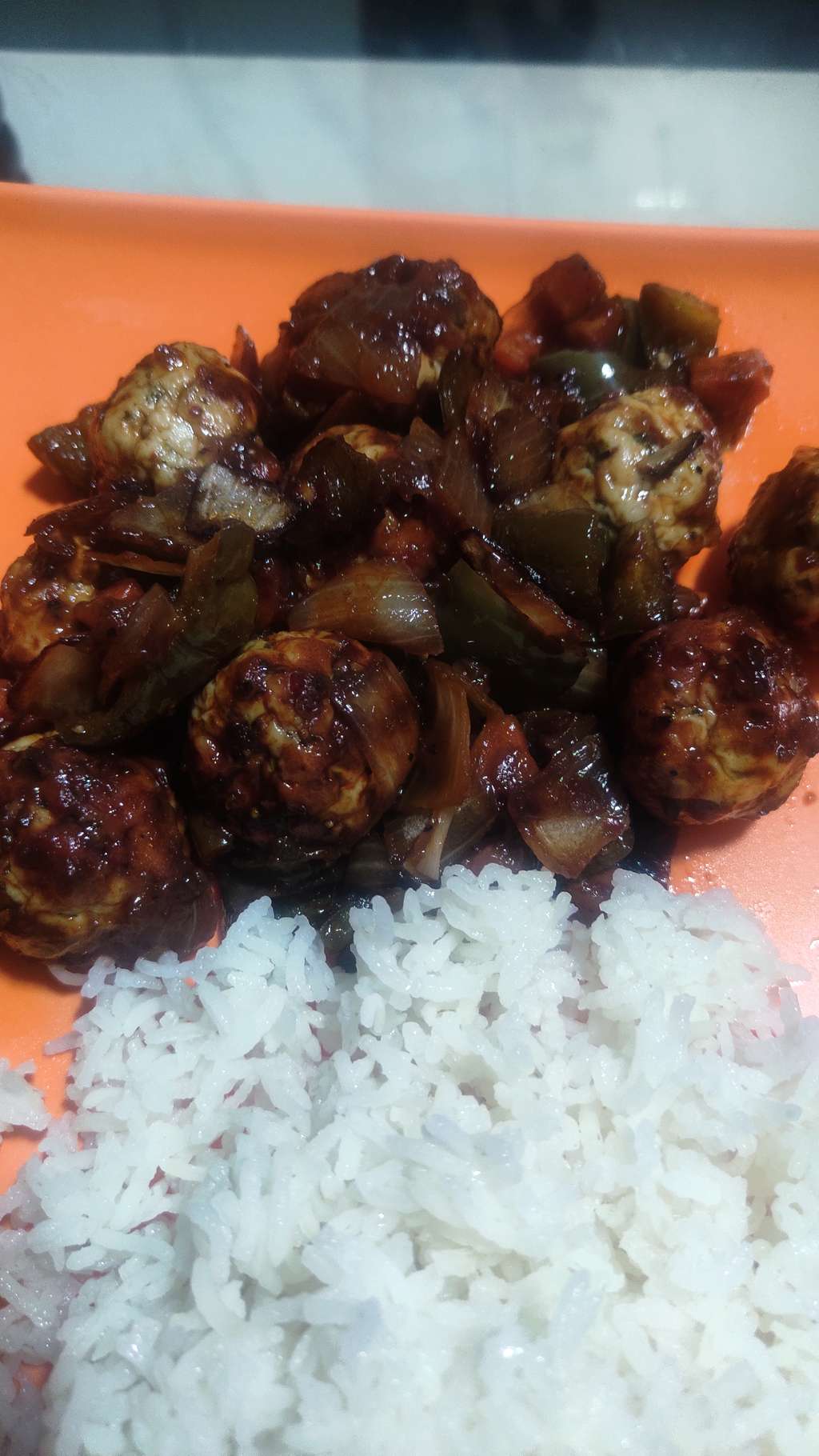 meat balls and white rice