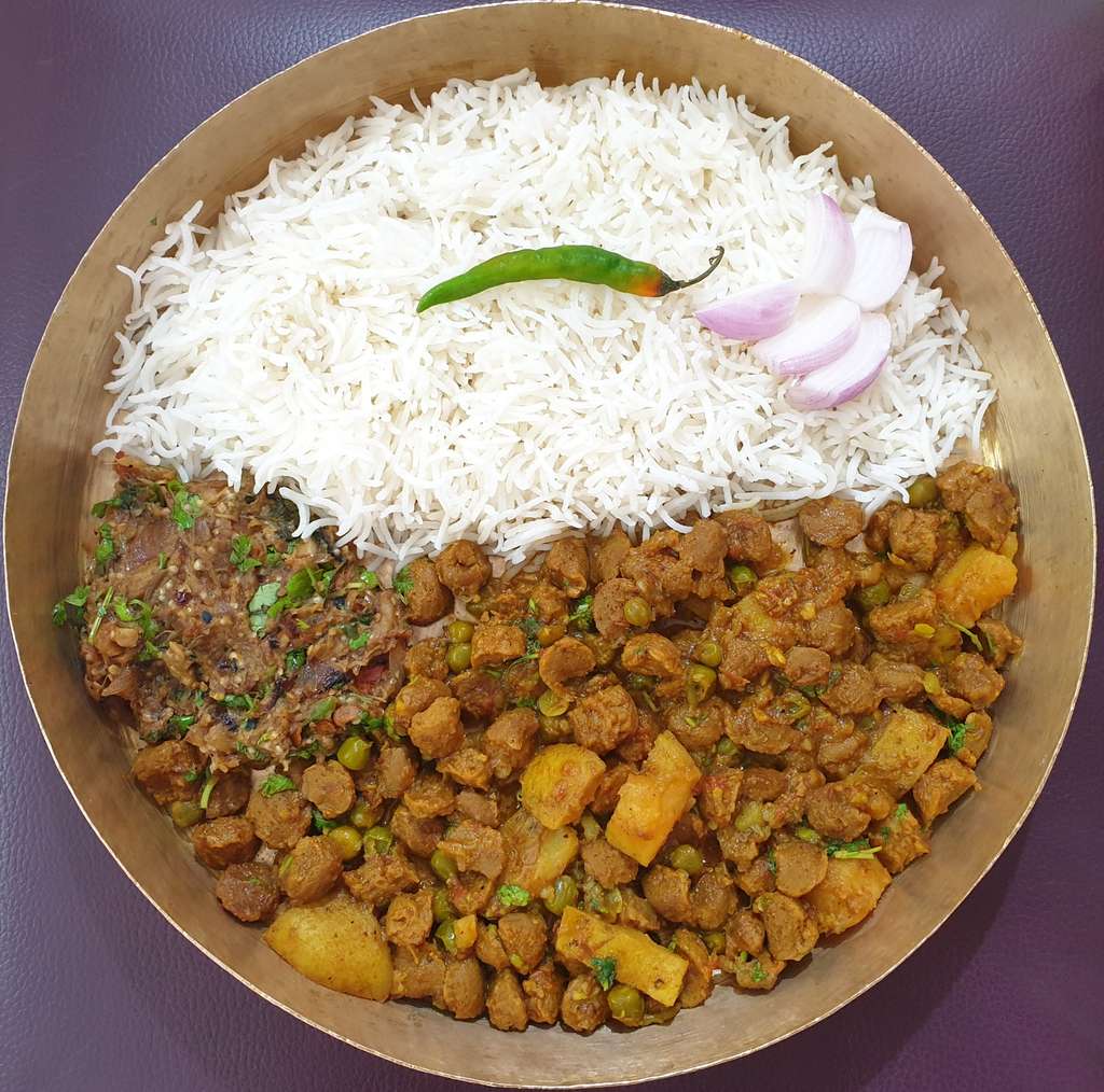 Soya Chunks-Potato Curry & Rice