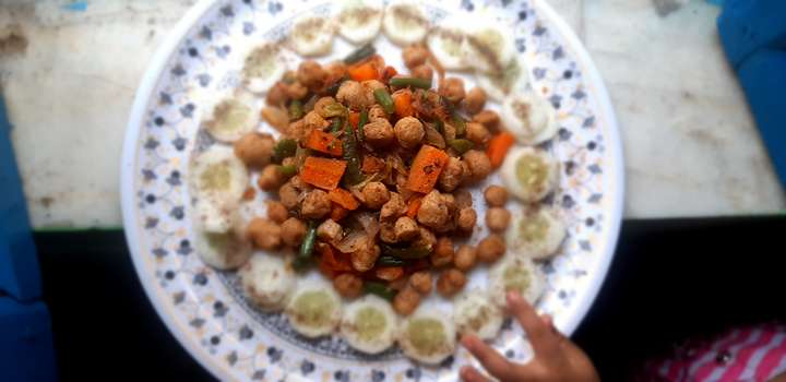 soya chunks with stir fry veggies 