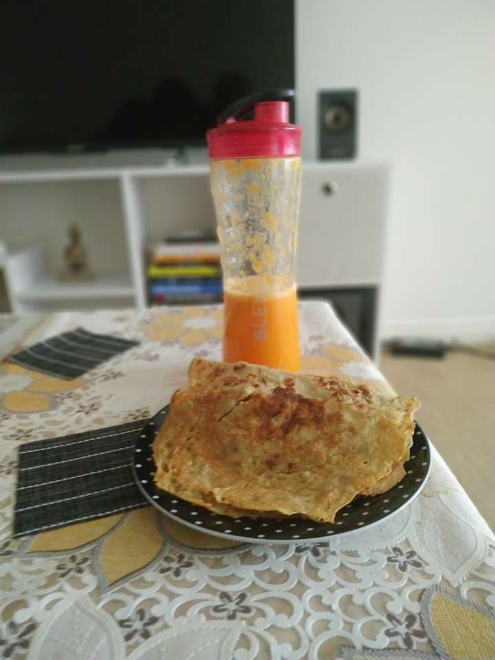Besan Chila with Orange juice 