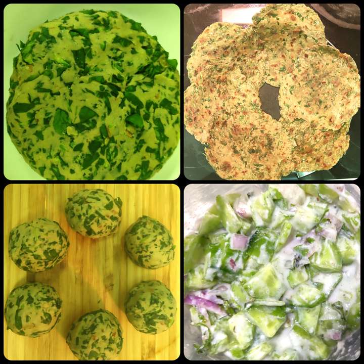 Methi soya paratha with cucumber raitha