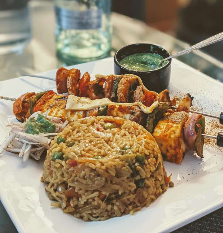 Paneer/Mushroom Tikka with veggie rice