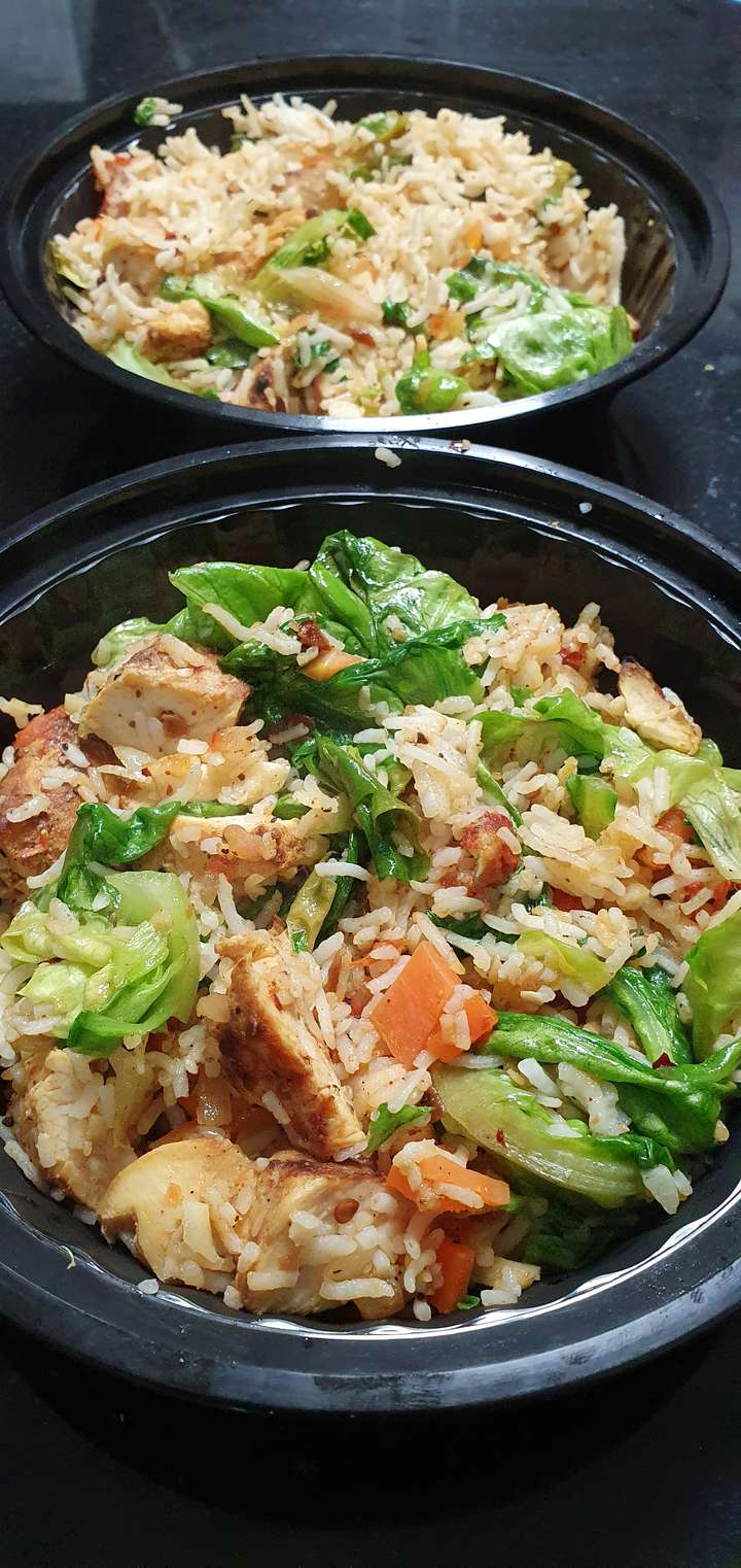 Stir Fried Rice with Chicken Sheesh Tawook