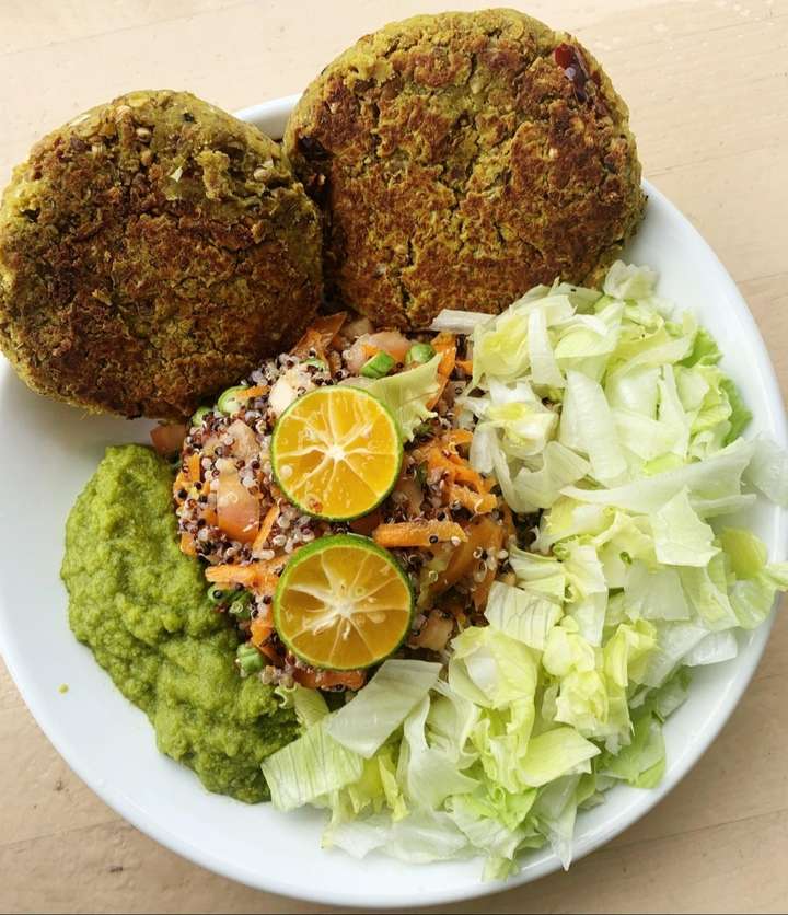 Chana Tikki with Cold Quinoa Salad