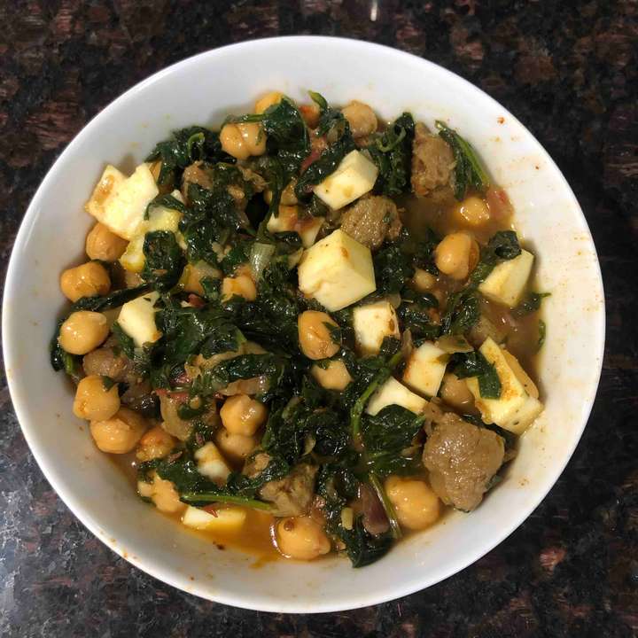 Chole and spinach