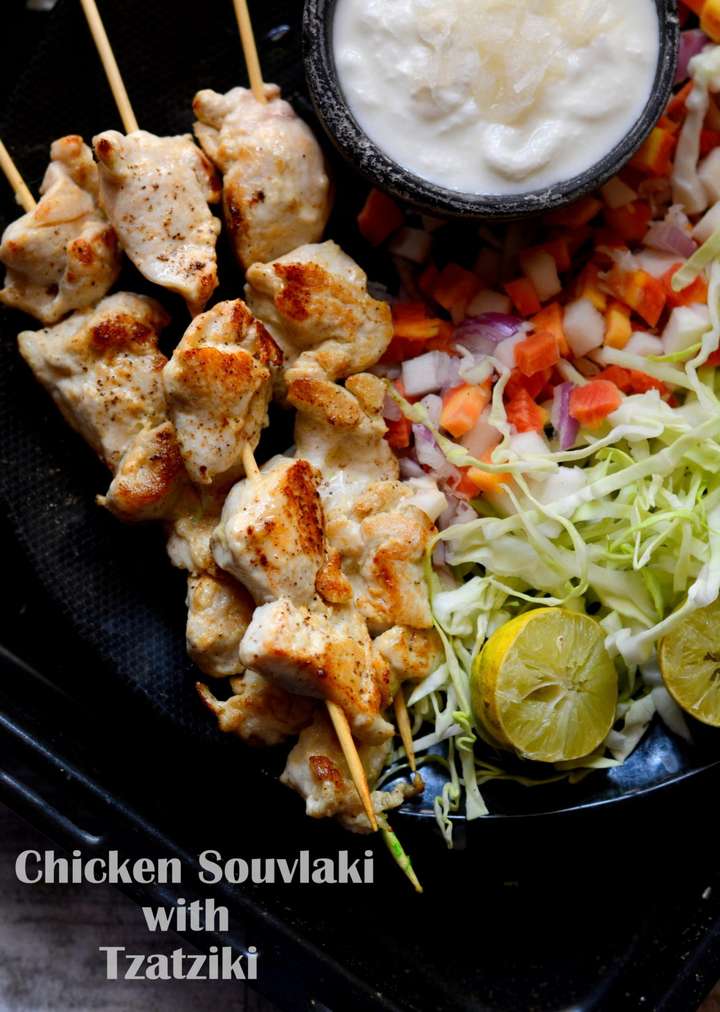 CHICKEN SOUVLAKI WITH TZATZIKI