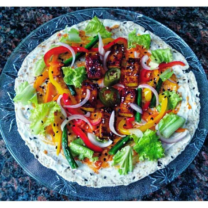 Peri-peri tofu and crunchy veggies tortilla wraps