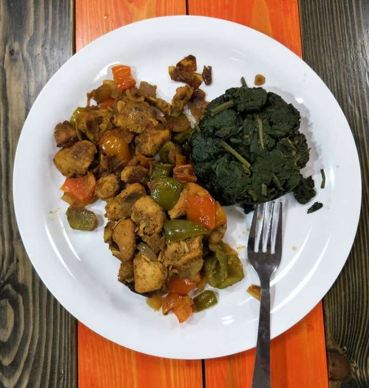 Chilli Chicken & Sauted Spinach