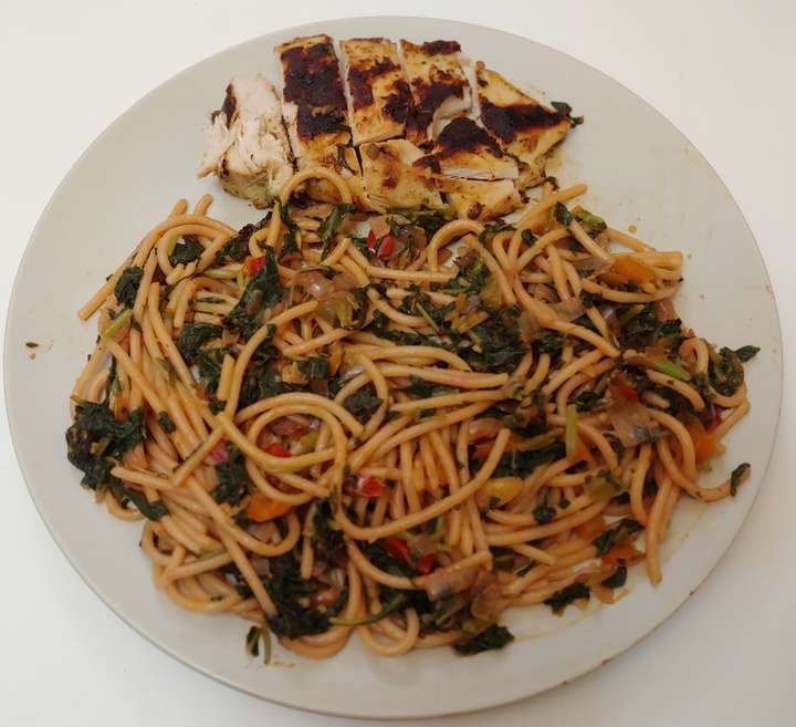 Veggie Spaghetti and Grilled Chicken