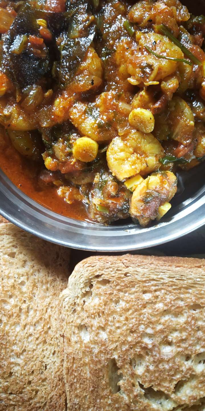 Sour &  Spicy Prawns Sukka Masala.
