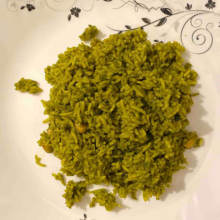 Spinach chickpea pulav