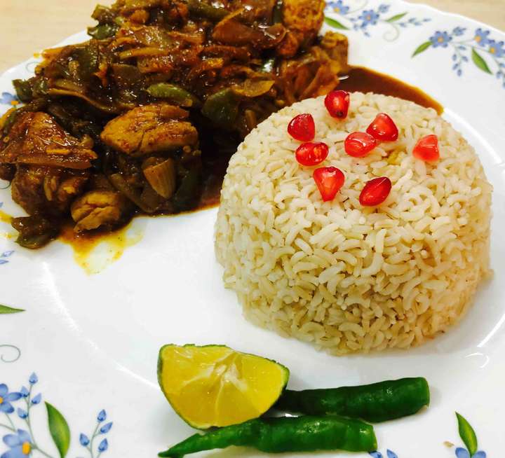 Fish tikka with Brown rice