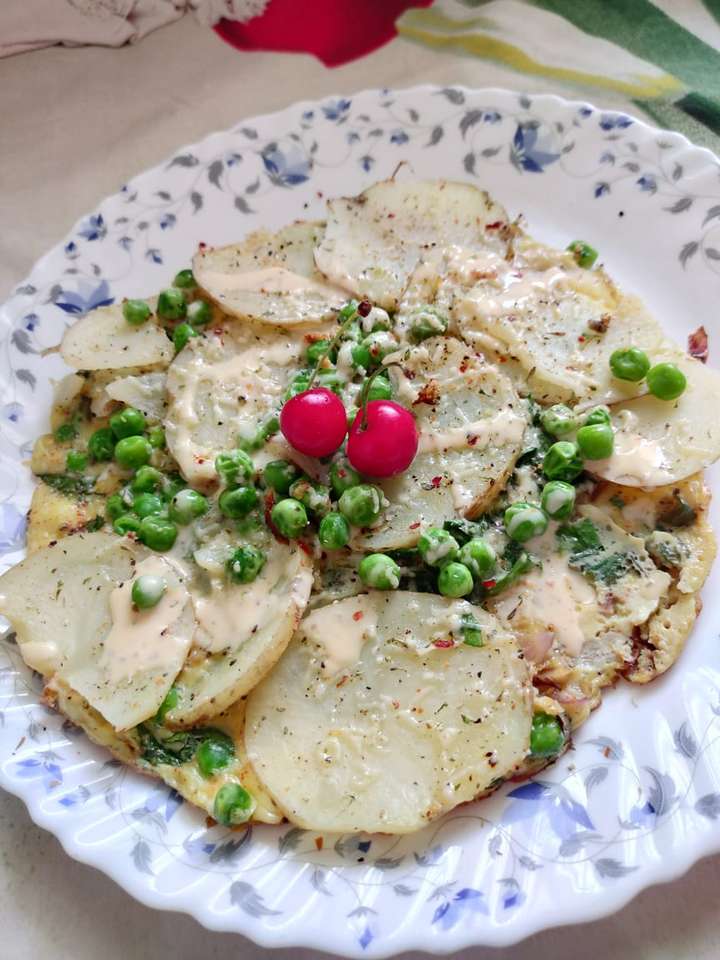 Potato Peas Spinach Egg Frittata