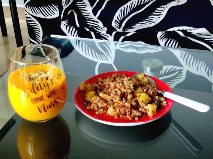 Sabudana Khichdi with Mango Shake