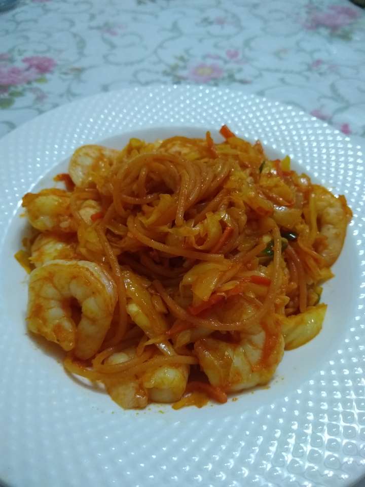 shrimp red lentil pasta