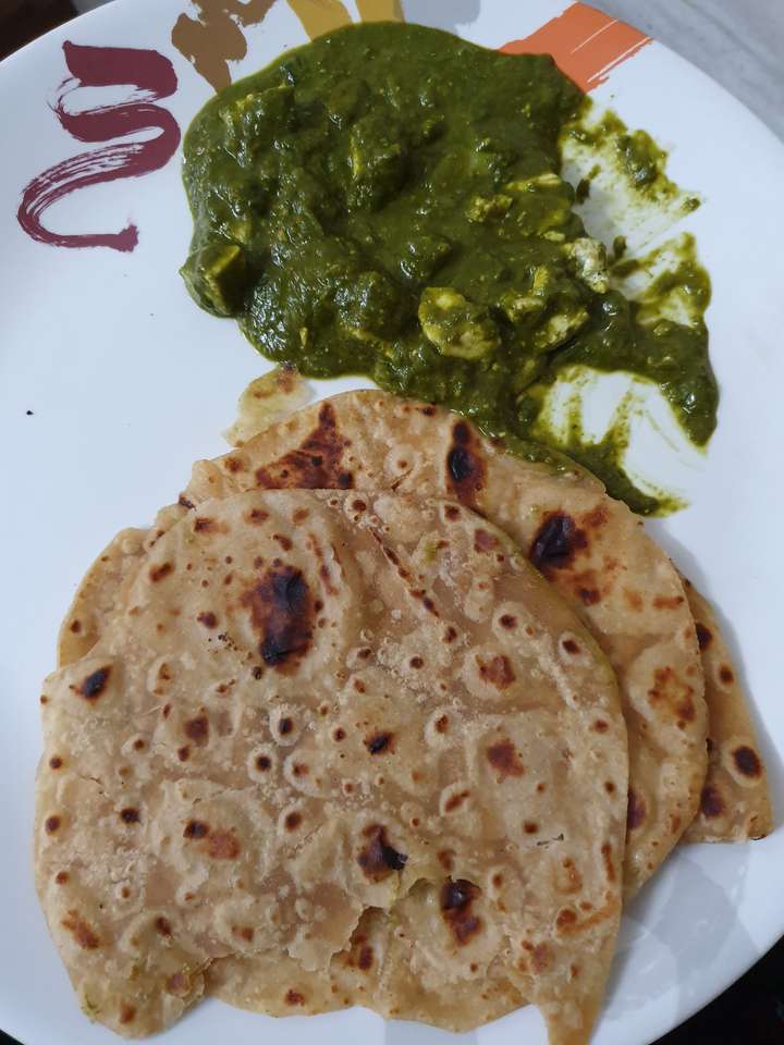 palak panneer with chapathi