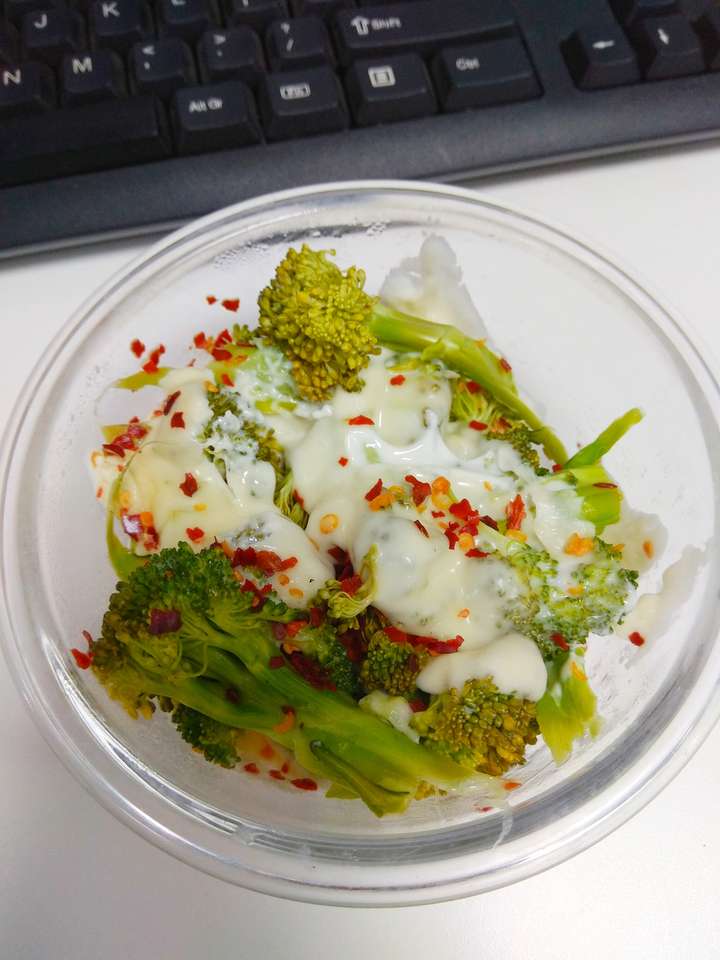 Broccoli with cheese dip