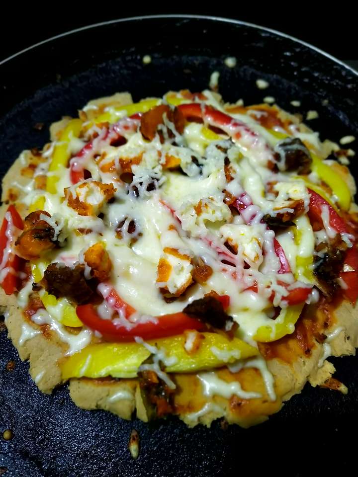 cheese loaded soya pizza