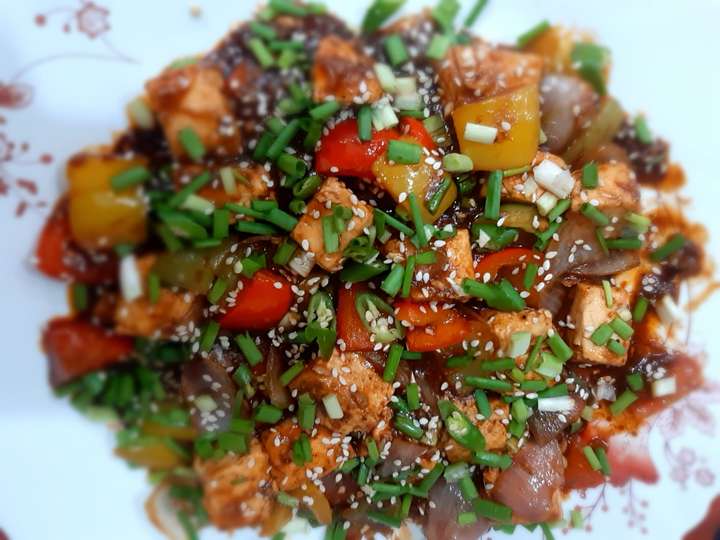 no fried paneer chilli (indo chinese)