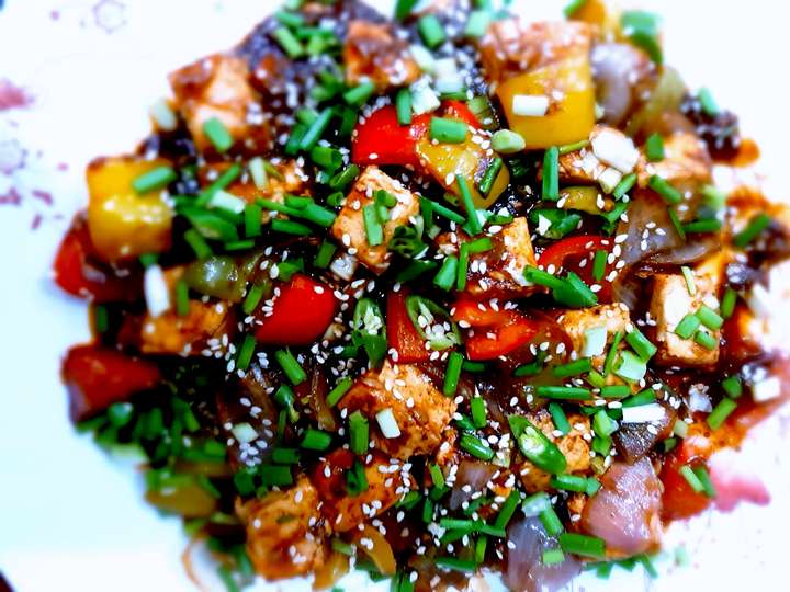no fried paneer chilli (indo chinese)