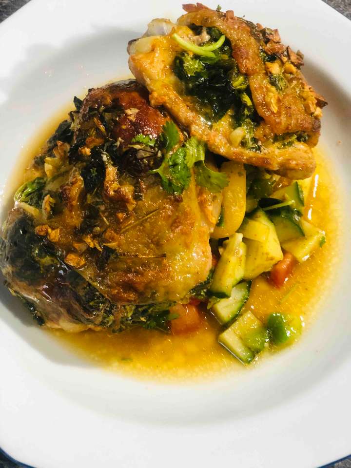 Spinach filled baked chicken