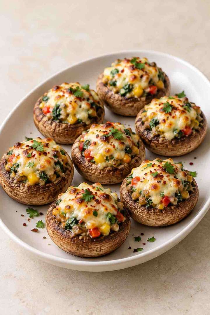 Three-Cheese Stuffed Mushrooms