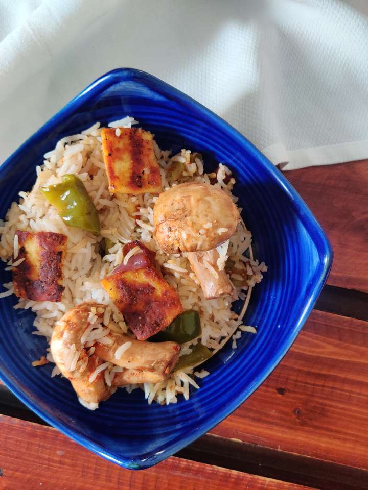 Rice with Paneer , Capsicum & Mushroom