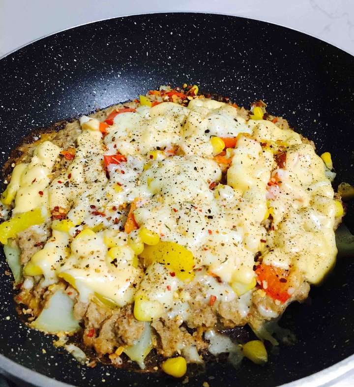soya chunks frittata with crusty potatoes