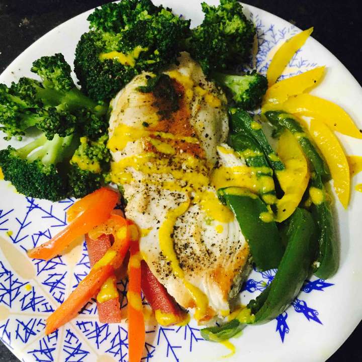 pan fried chicken with veggies 
