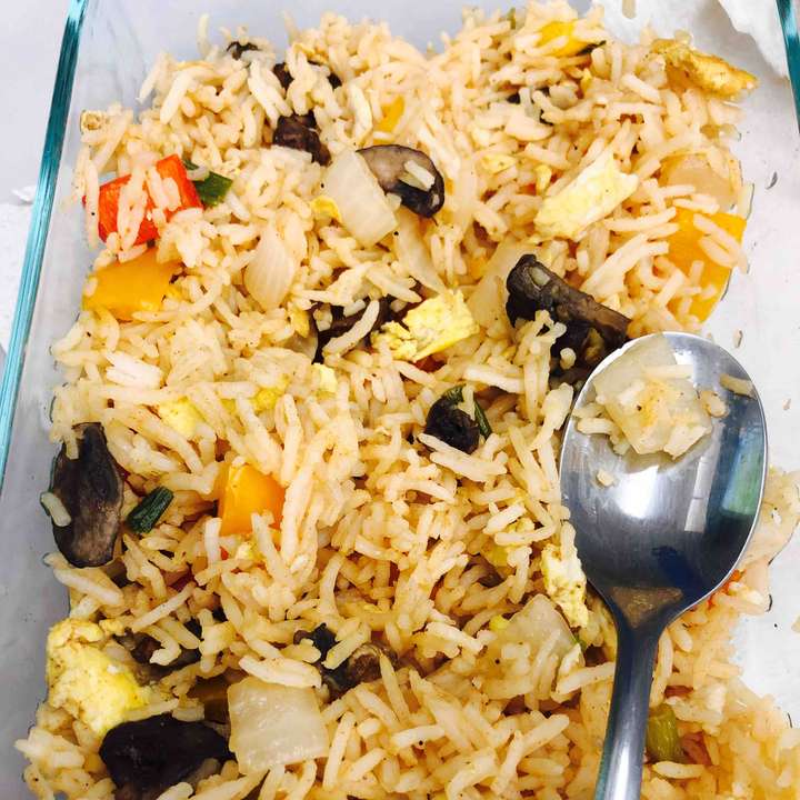 Eggs and veggie schezwan fried rice