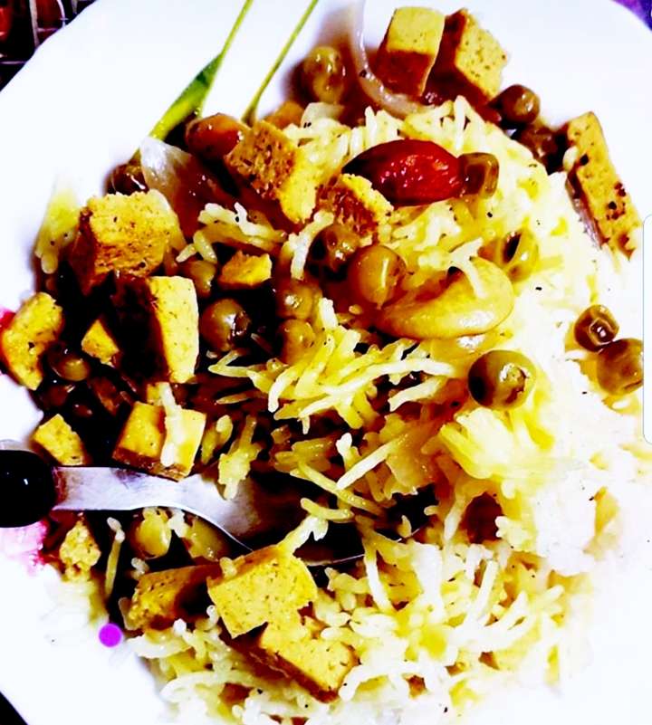 Tofu pulao/ Soy paneer pulao